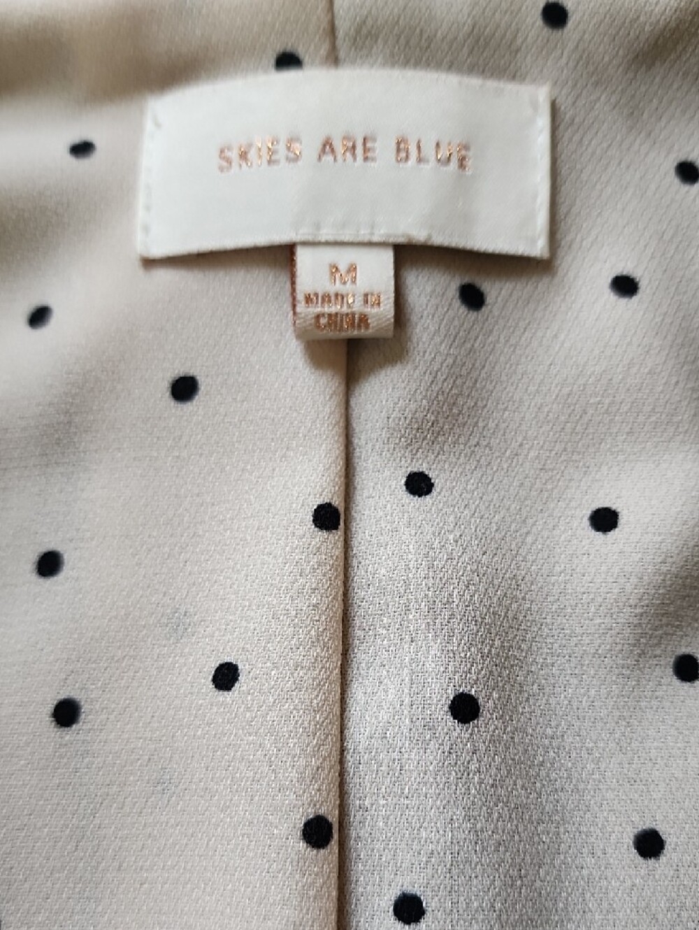 Skies Are Blue Olive Green Open-Front Blazer with Polka Dot Lining - Picture 2 of 7